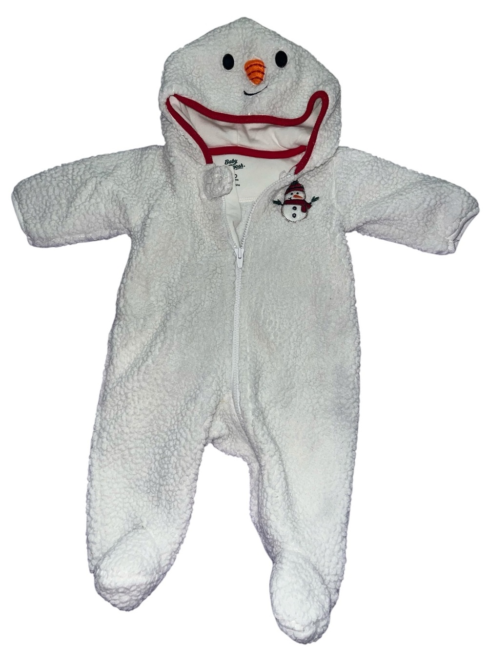 Baby B’gosh Gear White Snowman Hooded Sherpa One-Piece New Born